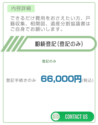 相続登記のみ　66,000円